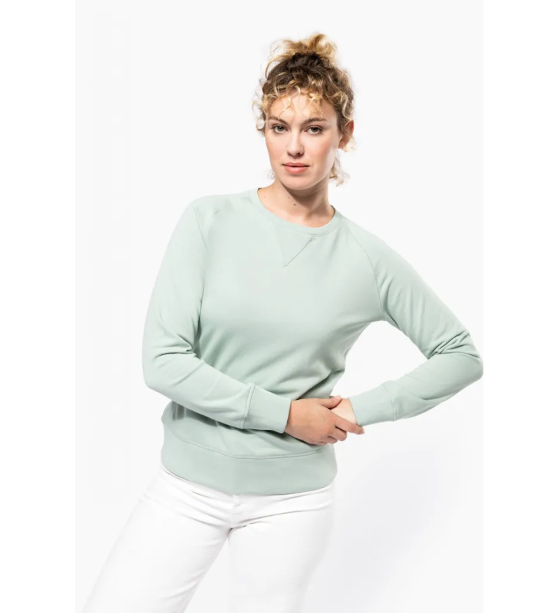 Sweat -Shirt Bio col rond Manches raglan Femme-KARIBAN à personnaliser