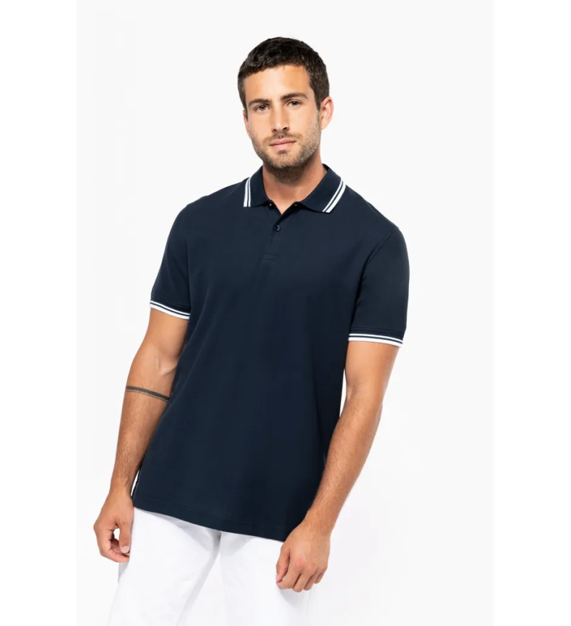 Polo homme manches courtes à rayures à personnaliser